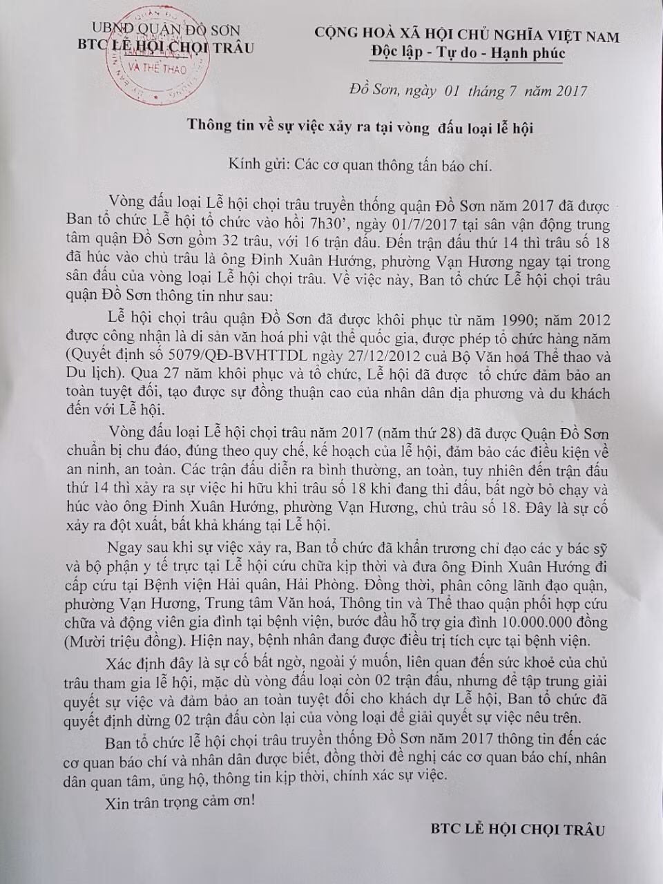 Trau choi Do Son huc chu trong thuong: Ban to chuc noi gi?-Hinh-2