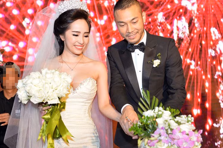 Sau đám cưới, Quỳnh Nga và ông xã vẫn mặn nồng như hồi mới yêu. Ảnh: Vietnamnet