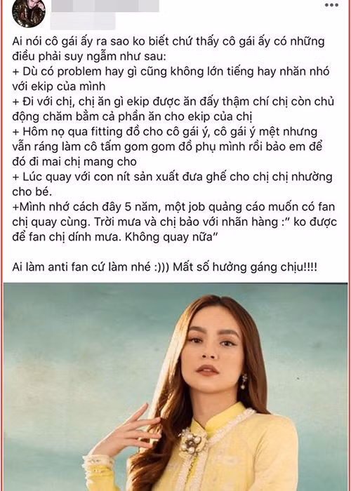 Stylist Kye Nguyễn từng tiết lộ về tính cách của Hà Hồ đằng sau ánh hào quang như từng nhường ghế lúc quay hình với em nhỏ, chăm bẵm phần ăn cho ê-kíp, không bao giờ lớn tiếng hay nhăn nhó với ê-kíp. Ảnh: Yan