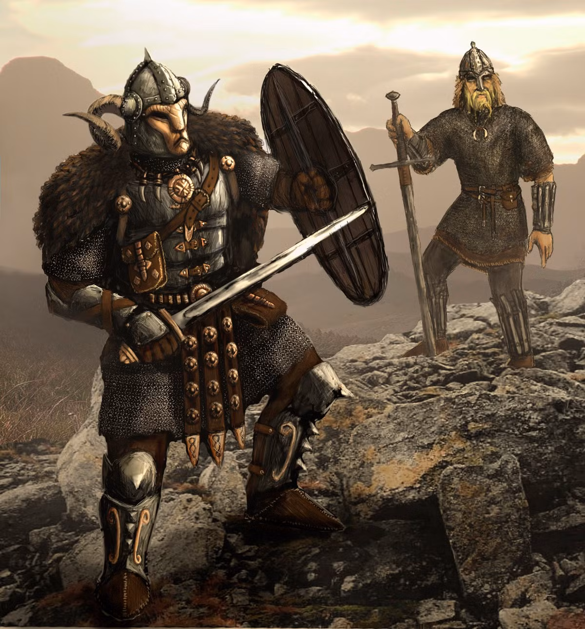 4. Chiến binh Viking đội mũ có sừng thường xuất hiện trong phim ảnh. Tuy nhiên, trên thực tế, người Viking khi đánh trận thường không đội mũ hoặc nếu có thì đội mũ giáp sắt hay các loại khá đơn giản. Bằng chứng là nhiều bức tranh vẽ chiến binh Viking thường để đầu trần hoặc đội mũ da thú khi đánh trận.