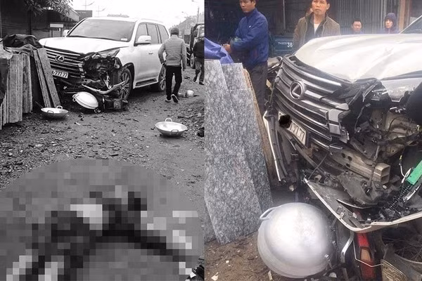 Sau khi gây ra tai nạn, tài xế Phạm Hồng Dương (48 tuổi, trú tại phường Phương Liệt, quận Đống Đa, Hà Nội) người điều khiển chiếc xe ô tô Lexus đã ở lại tại hiện trường để phối hợp điều tra. (Ảnh: Vietnamnet)