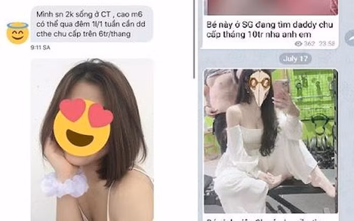  Mại dâm “núp bóng” sugar baby - sugar dady: Nhiều nhóm đối tượng xấu đã sử dụng Telegram để lập ra các hội nhóm với mục đích kinh doanh thuốc kích dục, lan truyền phim khiêu dâm, truyền bá văn hóa phẩm đồi trụy… hay mại dâm “núp bóng” các hội nhóm sugar baby, sugar dady, PGA…
