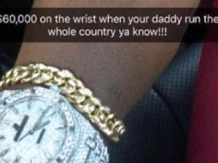 Chiếc đồng hồ của Chatunga Mugabe, con trai út nhà ông Mugabe, có giá lên tới 60.000 USD. Ảnh: Instagram.