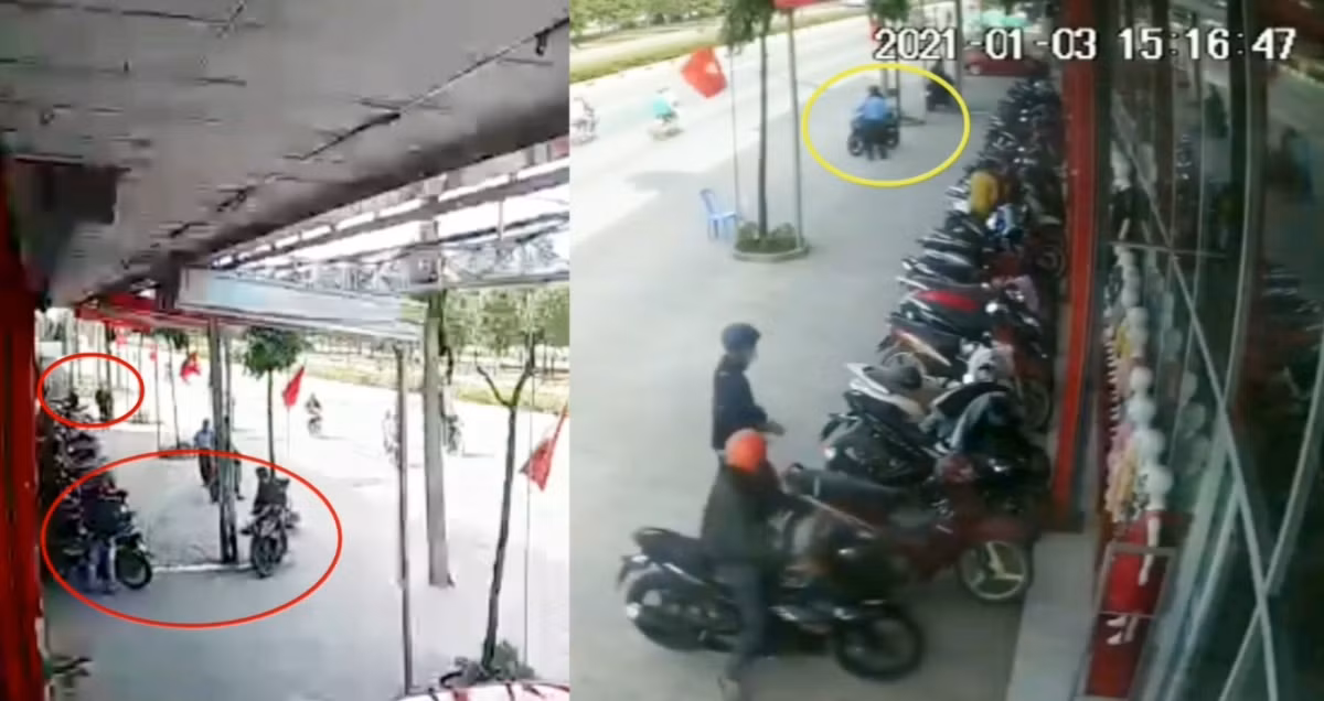 Video: 6 nguoi dan canh trom xe may khien bao ve quay cuong