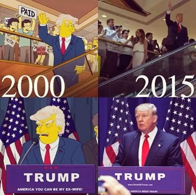 Chính sự điên rồ của đội ngũ làm phim The Simpsons vào năm 2000 khi quyết định đưa một vị tỷ phú ít tiềm năng chính trị lên làm Tổng thống đã trả về cho họ một lời tiên tri ứng nghiệm huyền thoại.