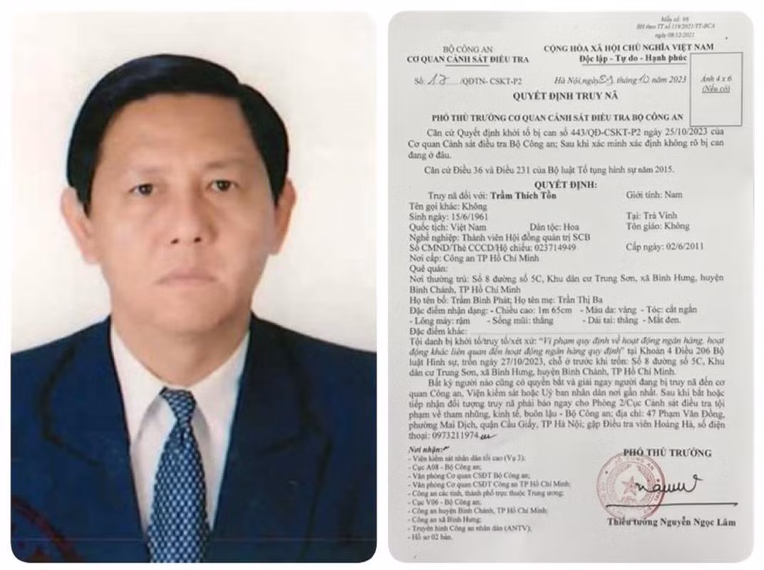  Trầm Thích Tồn, cựu Thành viên HĐQT Ngân hàng SCB đã giúp sức cho Trương Mỹ Lan rút tiền của Ngân hàng SCB, gây hậu quả đặc biệt lớn. Từ ngày 25/7/2012 - 24/5/2013, Trầm Thích Tồn đã ký hợp thức 80 khoản vay, gây thiệt hại số tiền hơn 7.176 tỷ đồng.