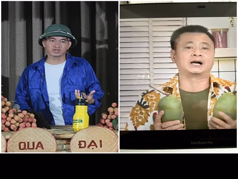 Tháng 6/2021, Xuân Bắc và Tự Long livestream bán hàng nông sản hỗ trợ bà con mùa dịch. Ảnh: PLO