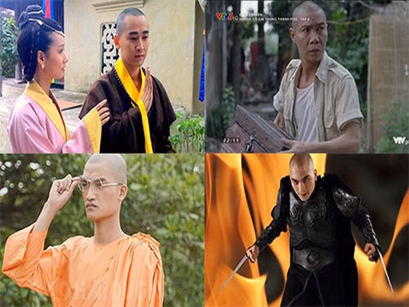 Nhiều sao nam Việt cũng xuống tóc để đóng phim như Mạc Văn Khoa, Công Lý, Hứa Vĩ Văn, Thành Lộc, Khương Ngọc. Ảnh: Vietnamnet