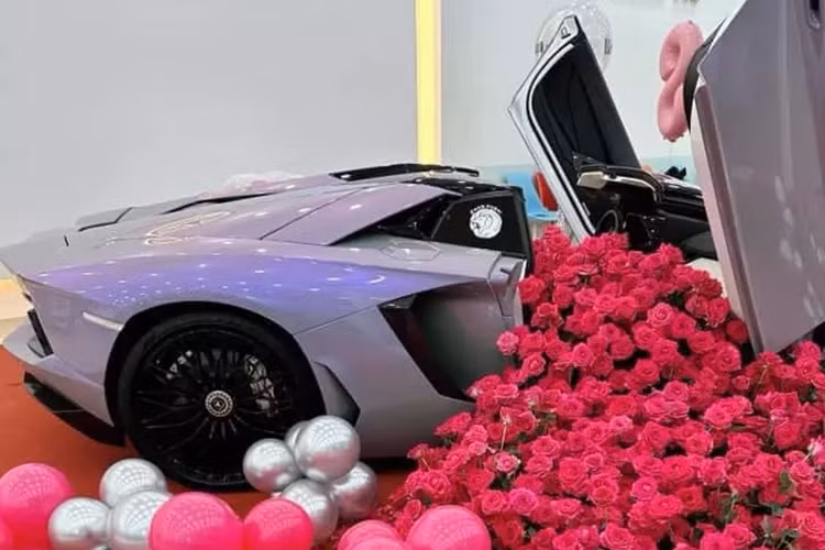 Chiếc siêu xe Lamborghini Aventador LP700-4 Roadster của Hân Dubai tậu về từng qua tay nhiều đời chủ, siêu bò này từng xuất hiện với ngoại hình được độ lên bản SVJ Roadster, tuy nhiên, sau đó, xe đã về lại nguyên bản, chỉ để bộ mâm độ. Nội thất xe bọc da màu trắng sọc tím.