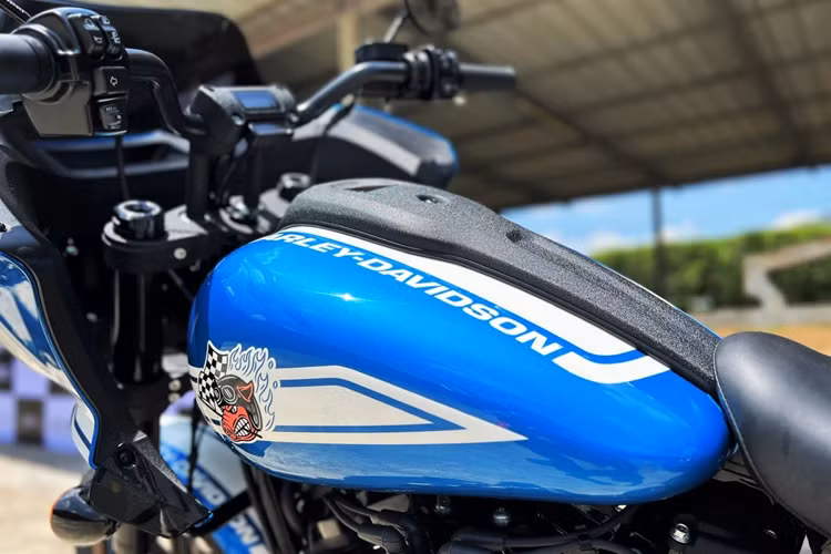 Biểu tượng chú lợn Fast Johnnie trên Harley-Davidson Low Rider ST là chi tiết đặc trưng của phiên bản giới hạn này. 