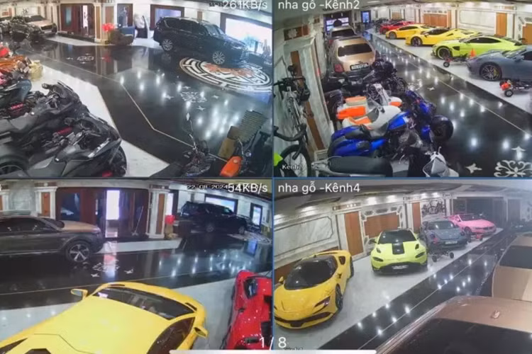 Ngoài ra còn có Ferrari 488 Pista Spider màu đỏ, Aston Martin V8 Vantage màu Lime Essence, Porsche 911 Turbo S màu xám, Morgan Plux Six màu cam cánh gián, 2 chiếc xe Bentley là Mulsanne và Bentayga màu xám-nâu, Lexus LX600 màu đen...