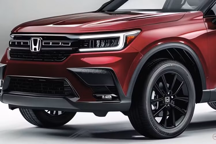 Theo những hình ảnh trên, mẫu xe SUV Honda Passport Trailsport 2025 sở hữu phần đầu xe vuông vức với điểm nhấn là cụm lưới tản nhiệt hầm hố, kết hợp logo Honda ở chính giữa và huy hiệu Trailsport.
