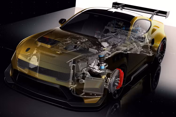 Mẫu xe Ford Mustang GTD 2024 hiệu năng cao mới này được trang bị hệ dẫn động cầu sau kết hợp với hộp số ly hợp kép tám cấp, giúp Mustang đạt tỷ lệ phân bổ trọng lượng 50/50.