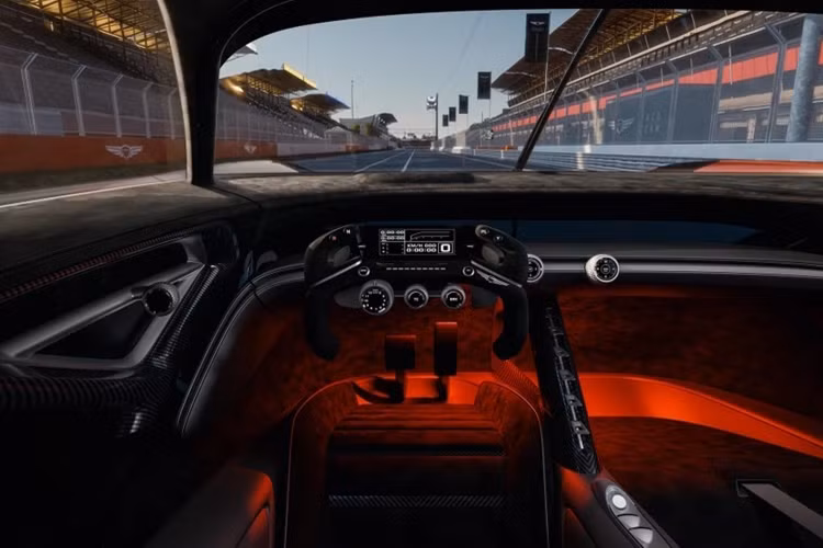 Nội thất của Genesis X Gran Racer Vision GT Concept được thiết kế đậm chất xe đua với chất liệu Alcantara và sợi carbon, đặc biệt là màn hình Digital Panorama.