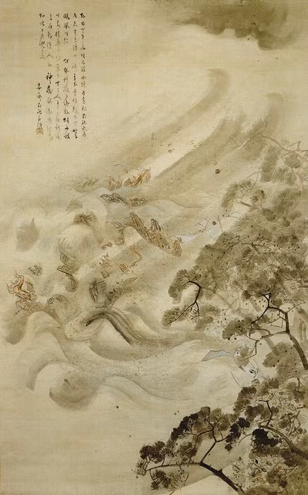 Với ưu thế về vũ khí và quân số, lực lượng Mông Cổ ban đầu đánh bại lực lượng phòng vệ bờ biển của Nhật Bản. Do đó, binh sĩ Nhật Bản lui vào trong phòng thủ. Quân Mông Cổ không dám truy kích vì lo sợ rơi vào trận địa mai phục của Nhật Bản. Vì vậy, binh sĩ của Hốt Tất Liệt ở lại trên thuyền.