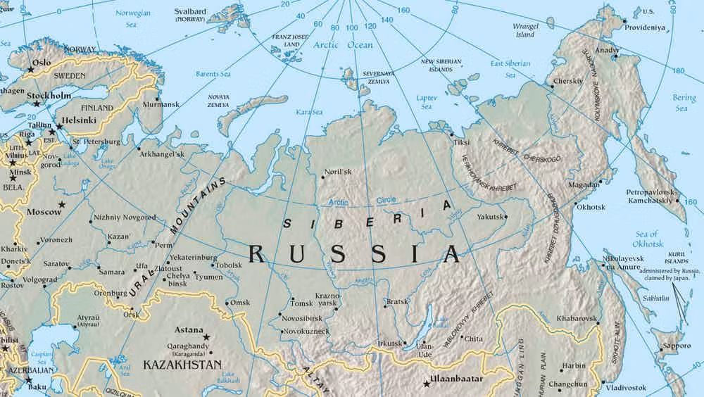 Siberia, có diện tích khoảng 9.734 km2, là vùng đất rộng lớn gần như nằm trọn trong nước Nga.