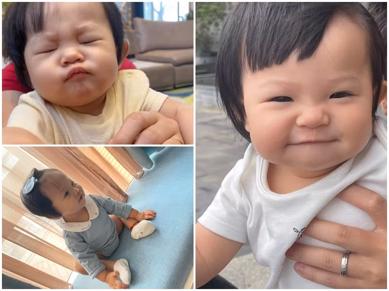 Cô nhóc Suchin tinh nghịch, có gương mặt đáng yêu.