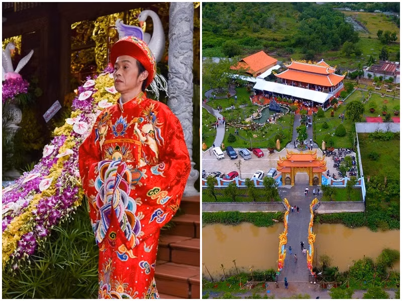 Tháng 9/2014, Hoài Linh bắt tay vào xây dựng nhà thờ Tổ nghiệp. Đây là tâm nguyện của nam danh hài. Đến năm 2016, nhà thờ Tổ nghiệp hoàn thành. Ảnh: Zing
