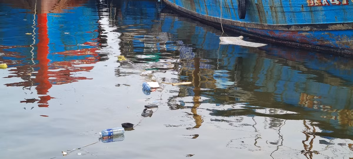 Rác nổi trên mặt nước...