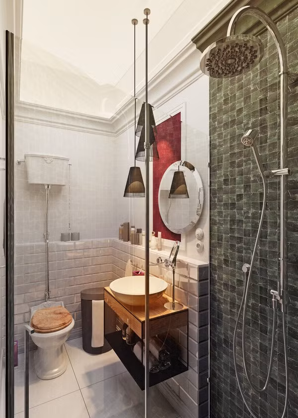 Phòng tắm đứng nhỏ nhưng hiện đại. 15m² không thể được xem là mức diện tích lý tưởng nhưng với sự tiện nghi và vẻ đẹp đầy phong cách, chắc hẳn ai ai cũng phải gật đầu cái rụp khi được mời sống trong căn hộ tí hon này.