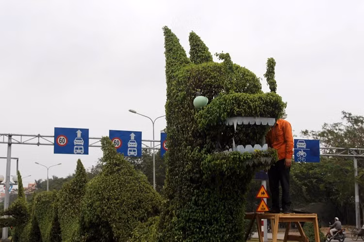 Sau nhiều ý kiến trái chiều về tạo hình hai con rồng bằng cây xanh trên đường Lê Hồng Phong - Hải Phòng, Công ty công viên cây xanh Hải Phòng đã tháo dỡ toàn bộ hoa giả màu vàng và lưới thép xung quanh, trả lại hình dáng ban đầu vốn có của hai con rồng cây xanh.