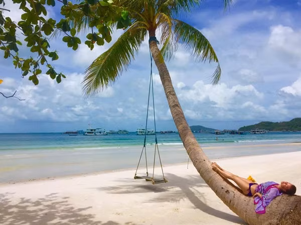 Bãi Sao nổi tiếng với cây dừa đổ - địa điểm pose ảnh lý tưởng của nhiều bạn trẻ khi tới đây. Bên cạnh đó, biển, nắng, gió và cát nơi đây hoàn toàn khác biệt so với bất cứ bãi biển nào bạn từng đặt chân tới.