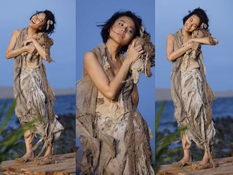 Khi đóng vai cô gái thiểu năng trí tuệ trong “Lửa phật”, Đinh Ngọc Diệp không ngại dìm hàng nhan sắc. Ảnh: Vietnamnet