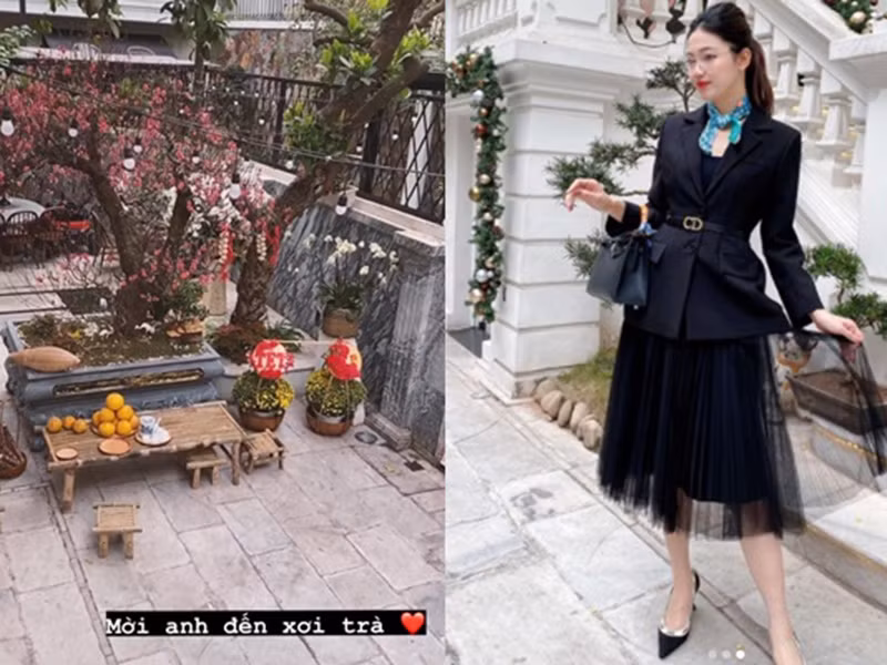 Vợ chồng Á hậu Thanh Tú mua cây sai quả, các loại hoa tươi để trang trí biệt thự đón Tết.
