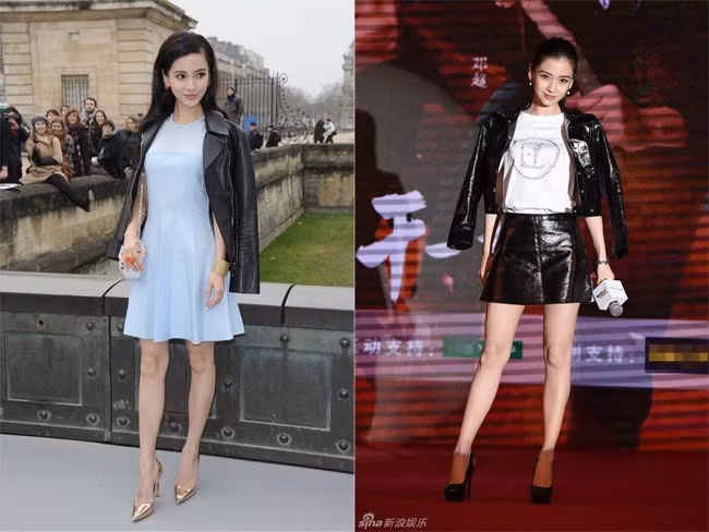 Angelababy là một trong số sao nữ Hoa ngữ có đôi chân không đẹp mắt vì đầu gối củ lạc. Nguyên nhân là vì cô gầy quá. Ảnh: Sina
