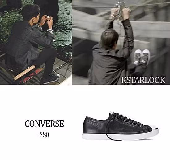 Trong các cảnh mặc thường phục, Song Joong Ki rất chuộng đi mẫu giày Converse Jack Pursell.
