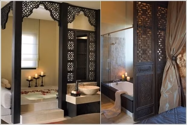 Những cánh cửa gỗ với hoa văn độc đáo tạo cảm giác cổ kính, thư giãn.
