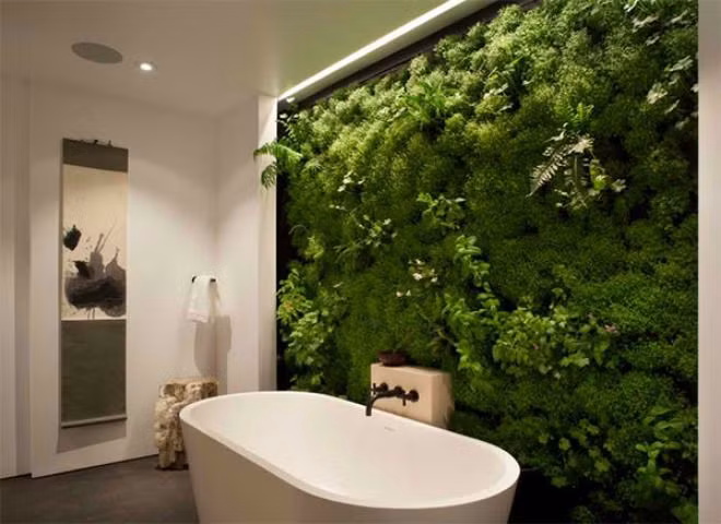 Những lớp cỏ được cắt tỉa công phu, lớp lang thể hiện sự đầu tư lớn của chủ nhà để bức tường thực sự là tác phẩm nghệ thuật từ thiên nhiên.