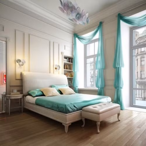 Sử dụng đệm, gối và rèm gam màu pastel trong phòng ngủ mang đến giấc ngủ êm dịu.
