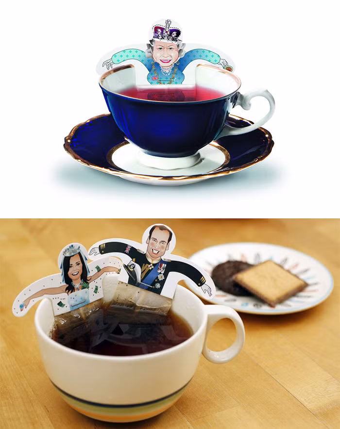 Túi lọc trà chủ đề các nhân vật Hoàng gia Anh.