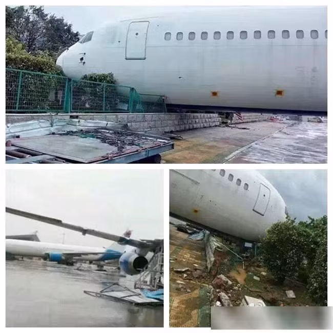 Với sức gió giật mạnh, siêu bão thổi bay máy bay Boeing 767 của hãng Hàng không Hạ Môn đang đỗ tại sân bay Hạ Môn và gây ra nhiều thiệt hại nặng nề khác.