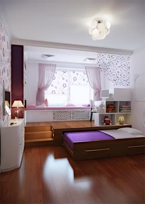 Chiếc giường ngủ đặc biệt có thể kéo ra và thu gọn lại khi cần.
