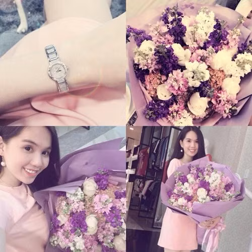 Đại gia bí ẩn - người yêu của Ngọc Trinh từng tặng cô món quà đắt đỏ nhân ngày lễ tình nhân. Bên cạnh bó hoa tươi đẹp mắt, người đẹp nhận được chiếc đồng hồ hiệu Piguet, trị giá hơn 800 triệu đồng.