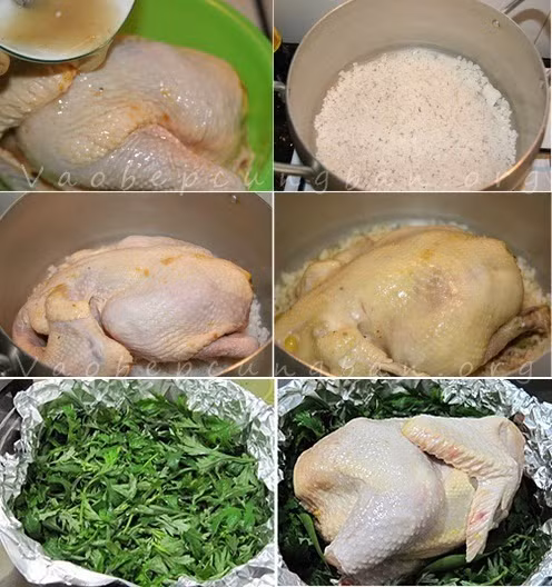 Cách luộc gà với muốn ngải cứu: Gà làm sạch, ngải cứu, lá chanh, sả rửa sạch để ráo.