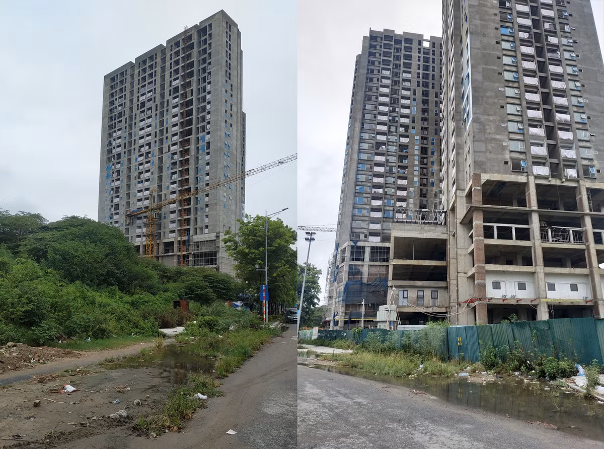 Cảnh dự án Bea Sky là một bãi phế thải vật liệu xây dựng tồn tại từ trước gây mất mỹ quan đô thị.