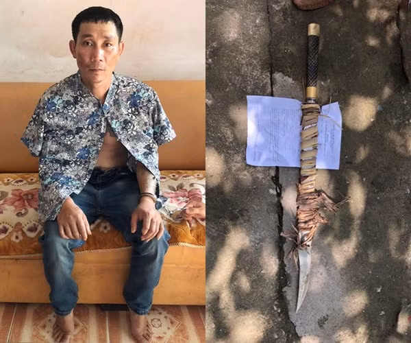 Thành cùng tang vật bị công an bắt giữ. Ảnh VOV.