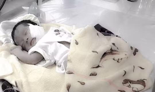 Cháu bé bị chôn sống may mắn được cứu. Ảnh NLĐ.
