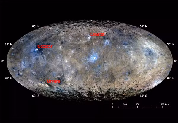 Ceres có đường kính 960 km và trong vài thế kỷ trước đã có thời được cho là hành tinh thứ 8 của hệ Mặt Trời.