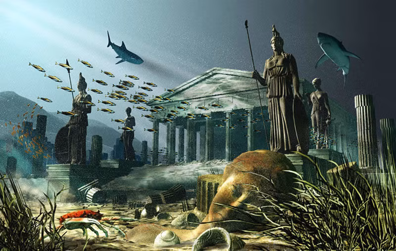 Một số chuyên gia suy đoán thành phố cổ Atlantis nằm trong quần đảo Hy Lạp. Thành phố này bị nhấn chìm trong vụ phun trào núi lửa. Một số giả thuyết khác cho rằng, thành phố Atlantis nằm sâu dưới lòng đại dương gần vùng biển Caribbean, Ireland, Nam Mỹ hay Nam Cực.