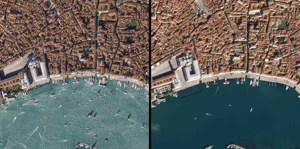 Thiên đường tình yêu Venice tại Ý vài tháng trước và sau khi có lệnh phong tỏa vì Covid-19. Một Venice không còn ồn ào tấp nập, không bóng du khách hay tàu thuyền đi lại đông đúc.