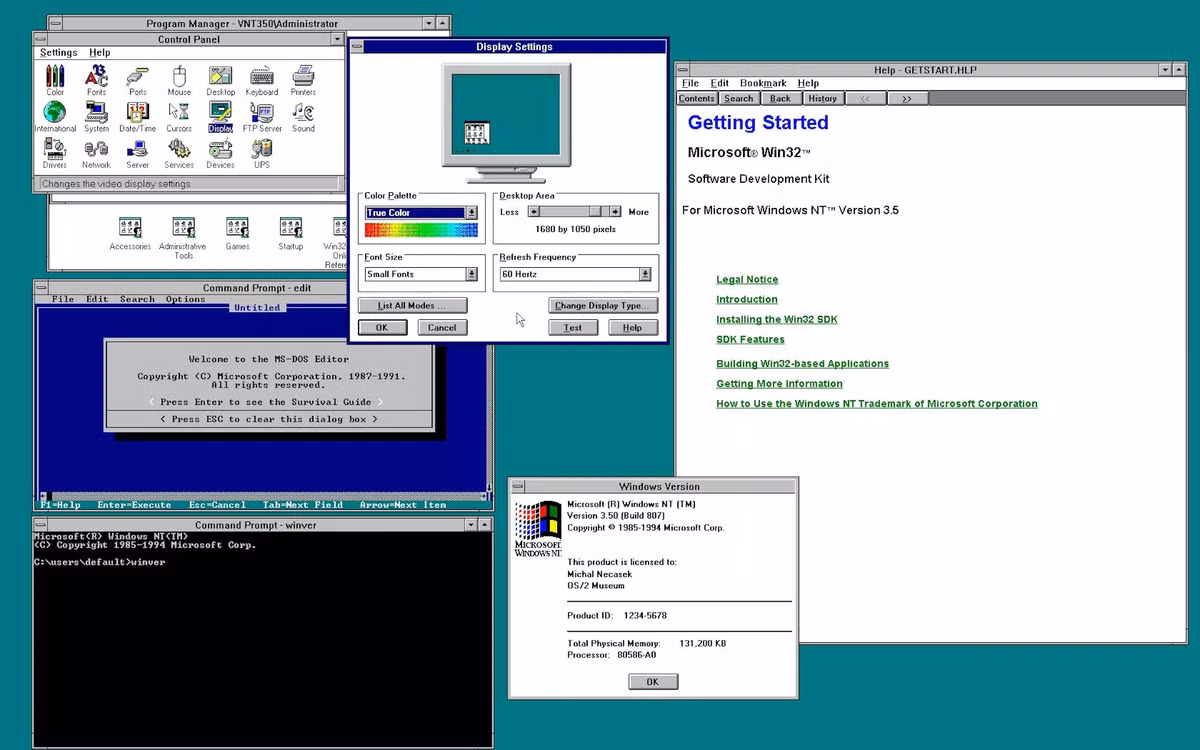 Windows NT 3.5 (1994) đánh dấu sự thúc đẩy của Microsoft vào mảng máy tính doanh nghiệp với các tính năng bảo mật quan trọng và chia sẻ tệp. Bản này cũng hỗ trợ TCP/IP - giao thức truyền thông mạng mà tất cả chúng ta đều sử dụng để truy cập internet ngày nay.