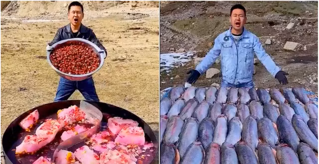Những video của @wildfood007 chuyên làm những món "siêu to khổng lồ" với 90% bối cảnh quay ở ngoài thiên nhiên.