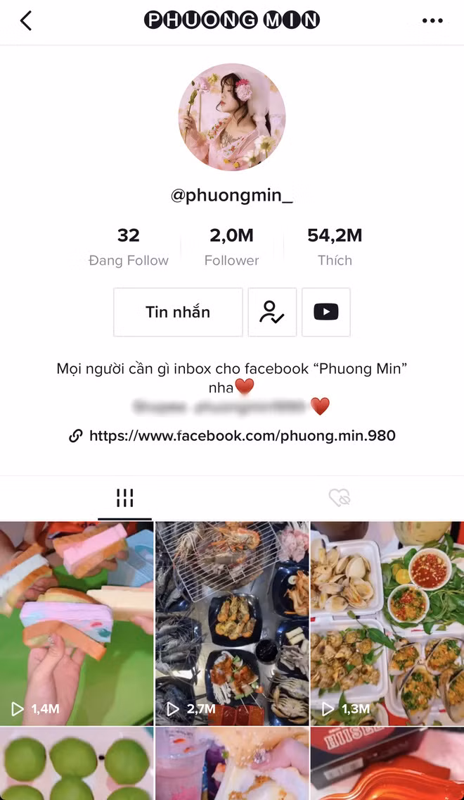 Trang cá nhân của nữ Tiktoker này hiện có hơn 2 triệu lượt theo dõi và 54,2 triệu lượt yêu thích.