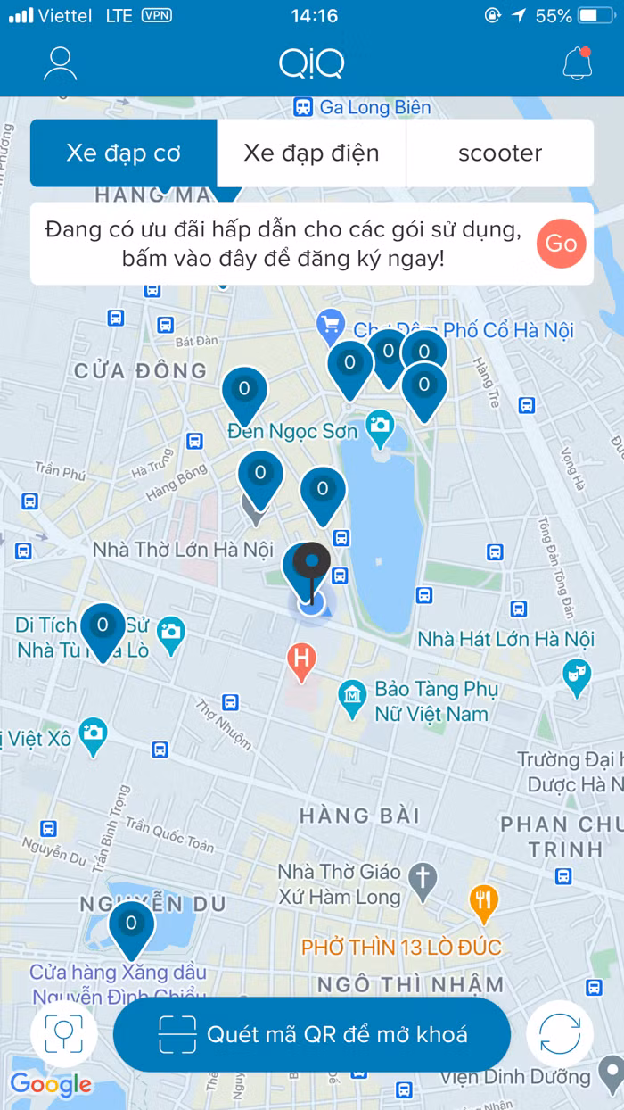 Thông qua ứng dụng, người sử dụng có thể dễ dàng tìm được vị trí và số lượng xe còn tại các điểm gần mình nhất.