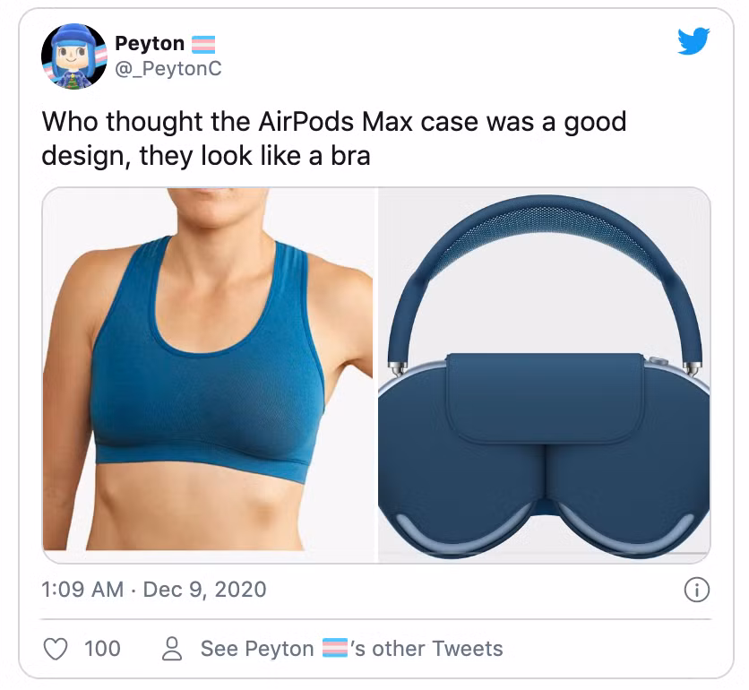 Ai nghĩ Airpods Max case có thiết kế tốt, chúng trông như áo lót vậy.