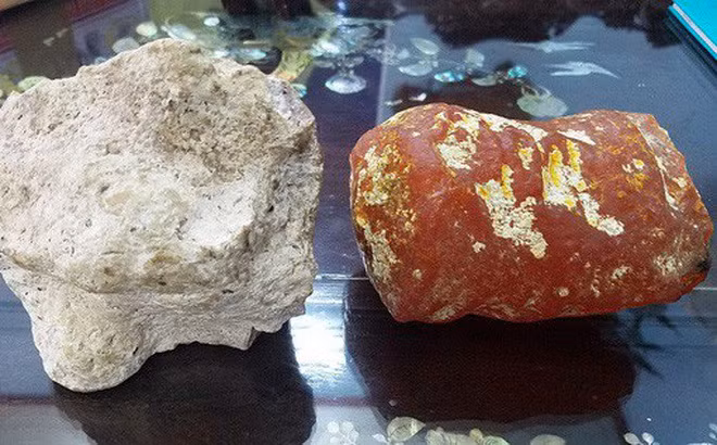Cách dễ dàng nhất để nhận biết long diên hương là mùi của nó. Long diên hương tươi, lấy ngay từ cá nhà táng, có mùi giống với “phân bò có mùi thơm”. Nhưng khi trôi nổi trong nước mặn đại dương hàng thập kỷ hoặc hơn, nó có thể hấp thụ nhiều mùi khác nhau, được mô tả như là có mùi thuốc lá, mùi quả hạch Brazin, mùi bãi cây dương xỉ, hoặc mùi gỗ trong các nhà thờ xưa.